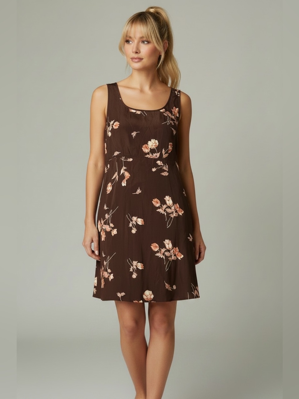 Vintage 90’s Smart Set Brown Floral Mini Dress | Cottagecore Whimsigoth Sundress